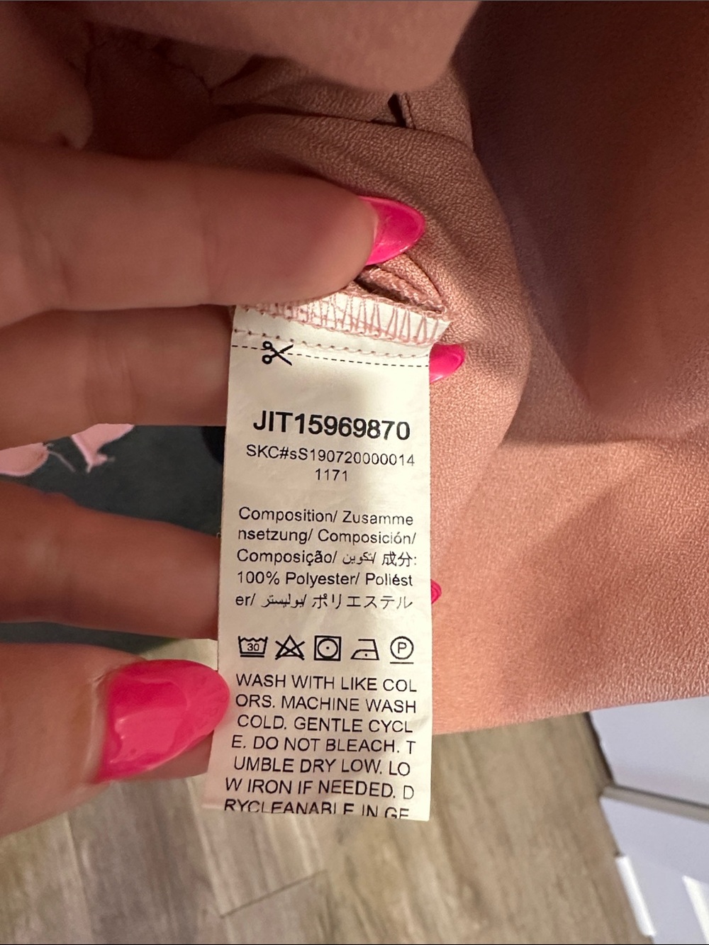 SHEIN Dusty Rose Tie-Sleeve Pearl-Trim Blouse - Picture 5 of 6